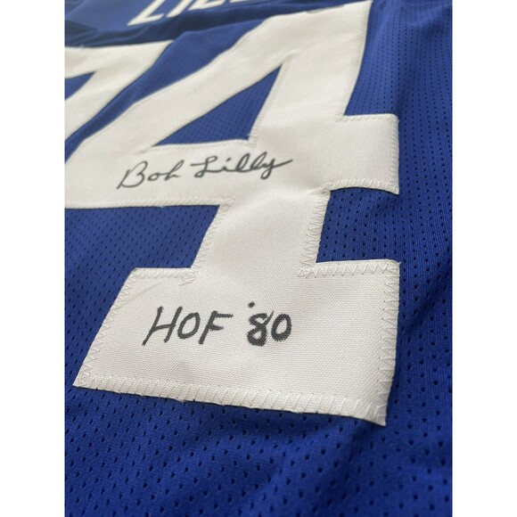BOB LILLY HOF '80 Autographed Blue Jersey Mr. Cowboy Dallas Cowboys Beckett COA - Picture 3 of 12